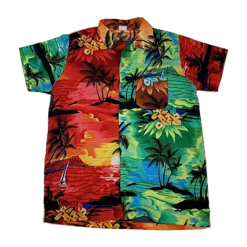King Kameha Hawaiian Shirt Mens Medium Tropical Luau Vacation Resort